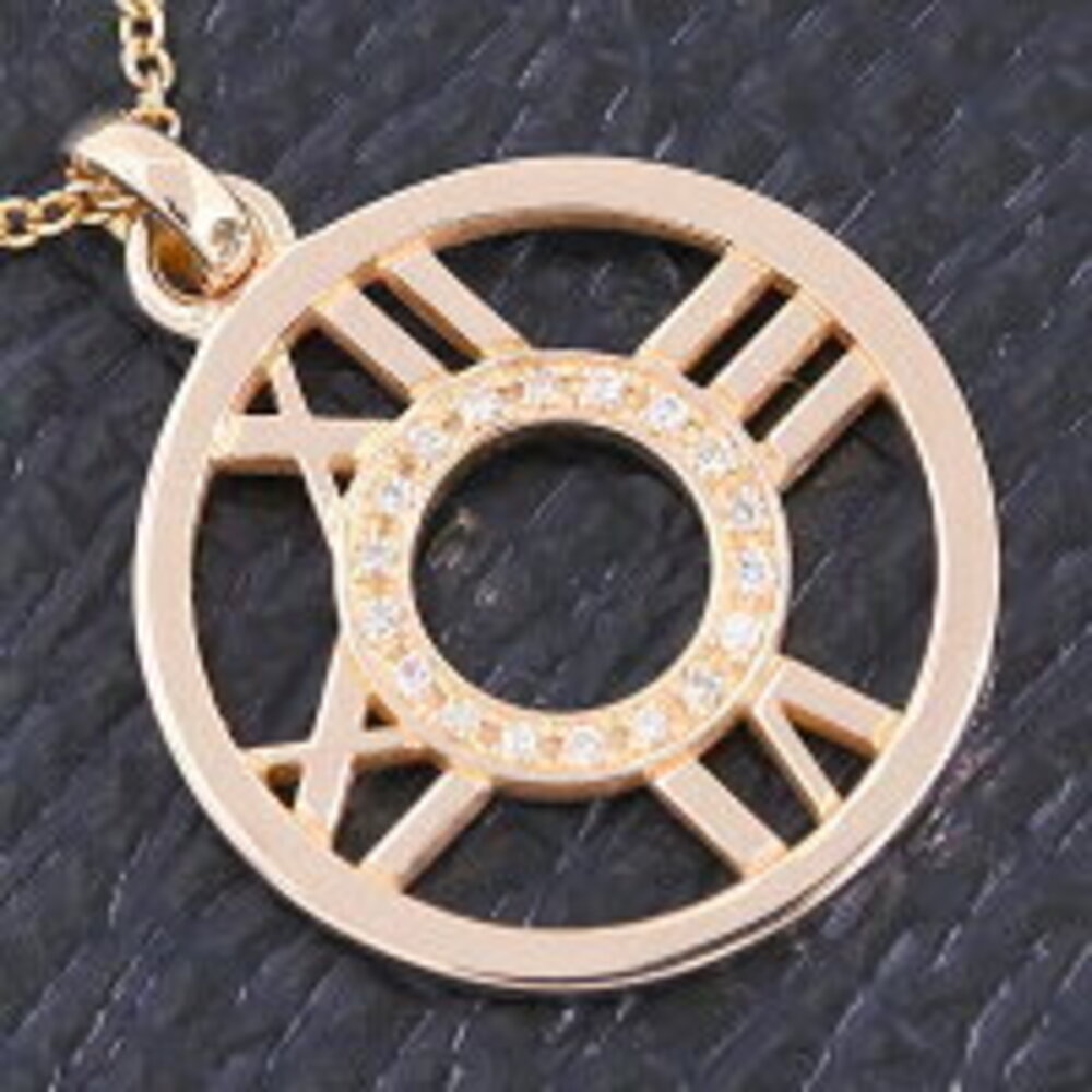 Tiffany Atlas Medallion Diamond Pendant Necklace Pink Gold - Picture 7 of 7